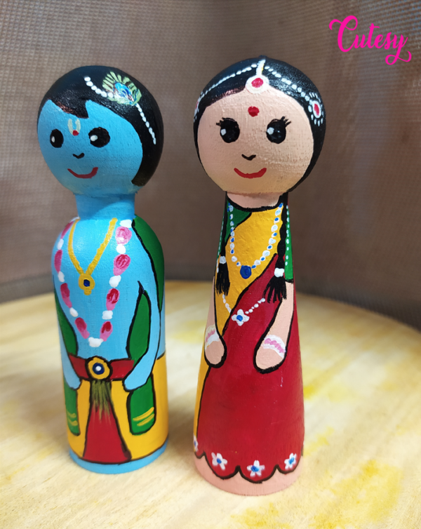Radha Krishna Cutesy Doll Hand Painted by Customer