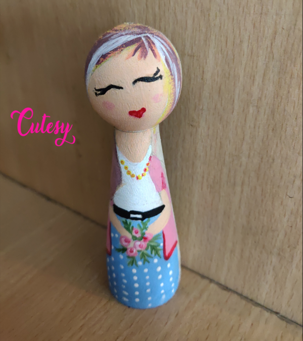 Cutesy Bridesmaid Doll Hand Painted by Customer