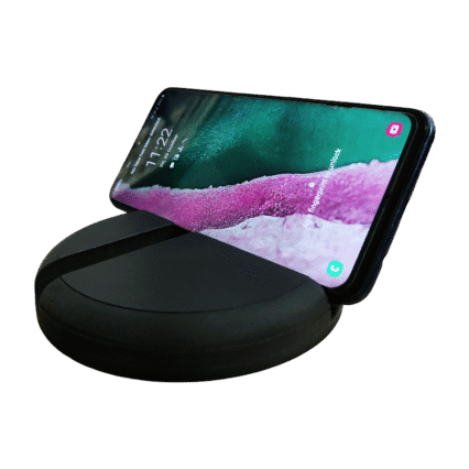 Mobile phone placed on Dark Mobile Stand