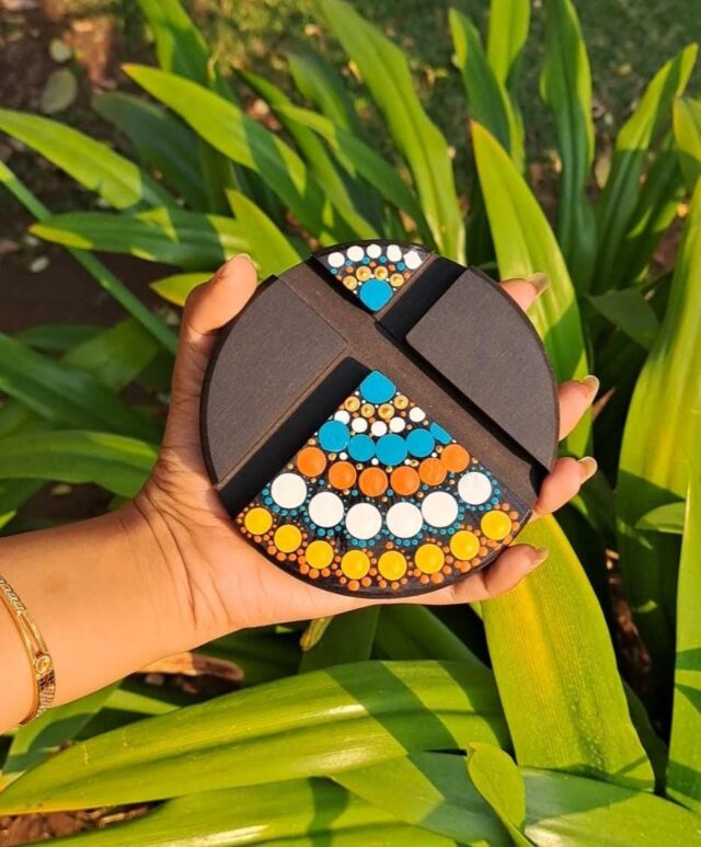 Mandala Art Mobile Stand – Hand Painted Spiritual Phone Holder from Cutesy India