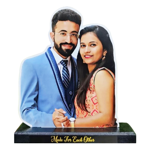Smiling young Indian couple in photo cutout image