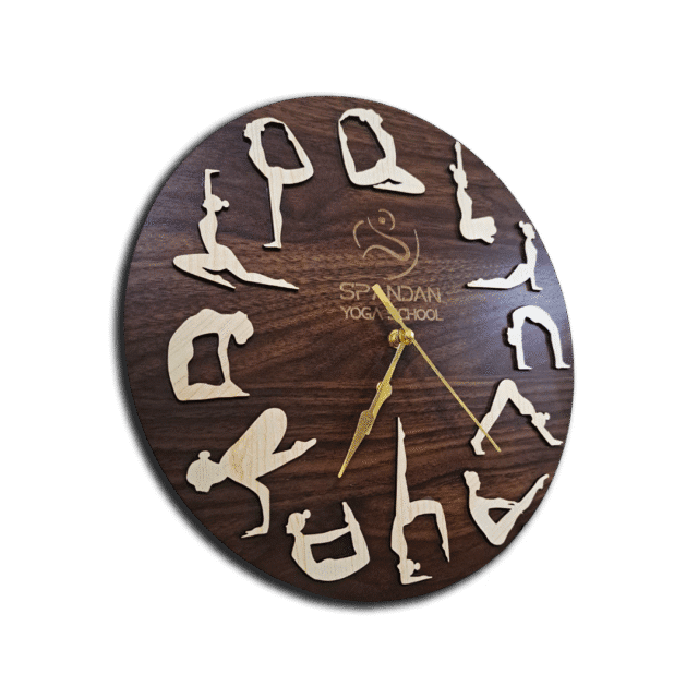 yoga clock with 12 yoga poses