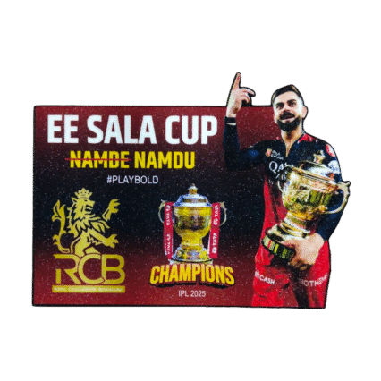 RCB Champions IPL 2025 Magnet with Virat Kohli Holding the Trophy