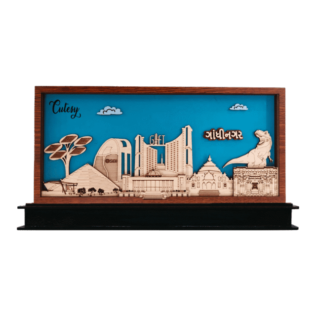 Customizable Gandhinagar MDF showpiece with multilayer landmarks